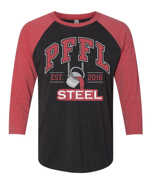 PFFL STEEL Tri-Blend 3/4 Raglan T-Shirt